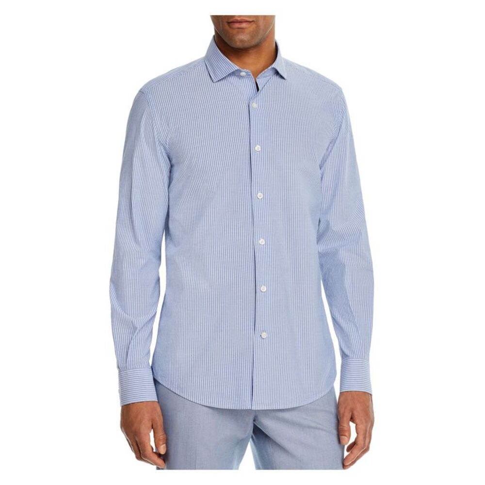 DYLAN GRAY Mens Light Blue Check Button Down Casual Shirt M